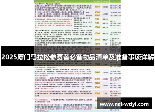 2025厦门马拉松参赛者必备物品清单及准备事项详解