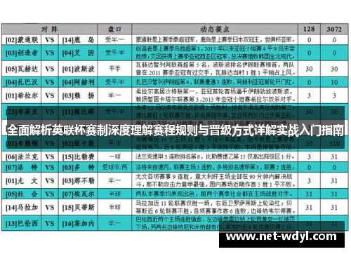 全面解析英联杯赛制深度理解赛程规则与晋级方式详解实战入门指南 全面解析英联杯赛制深度理解赛程规则与晋级方式详解实战入门指南